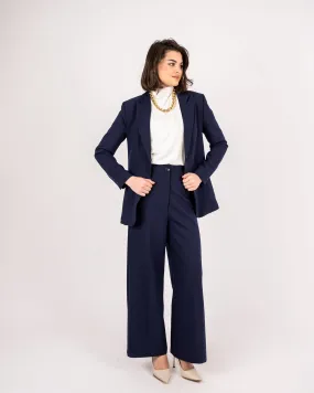 FORMAL WIDE LEG TROUSERS-BLUE BLACK