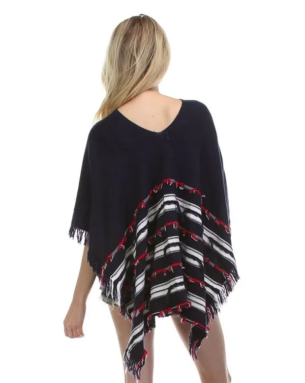 Fringed Tribal Poncho Sweater