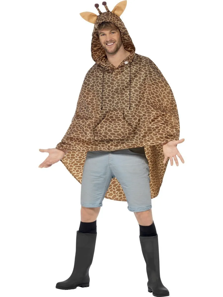 Giraffe Party Poncho Adult One Size Orange Black