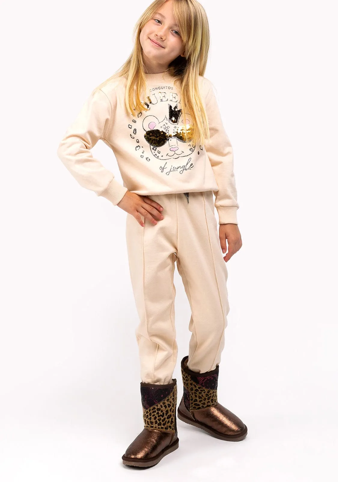 Girl's Beige Joggers