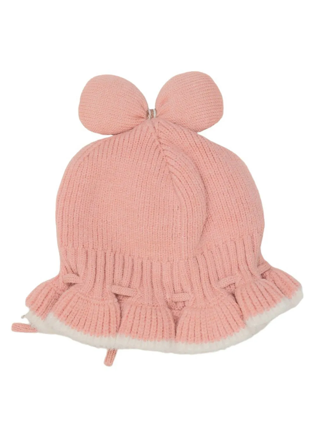 Girls' Pink Knitted Cloche Bow Hat - Sweet Style for Winter!