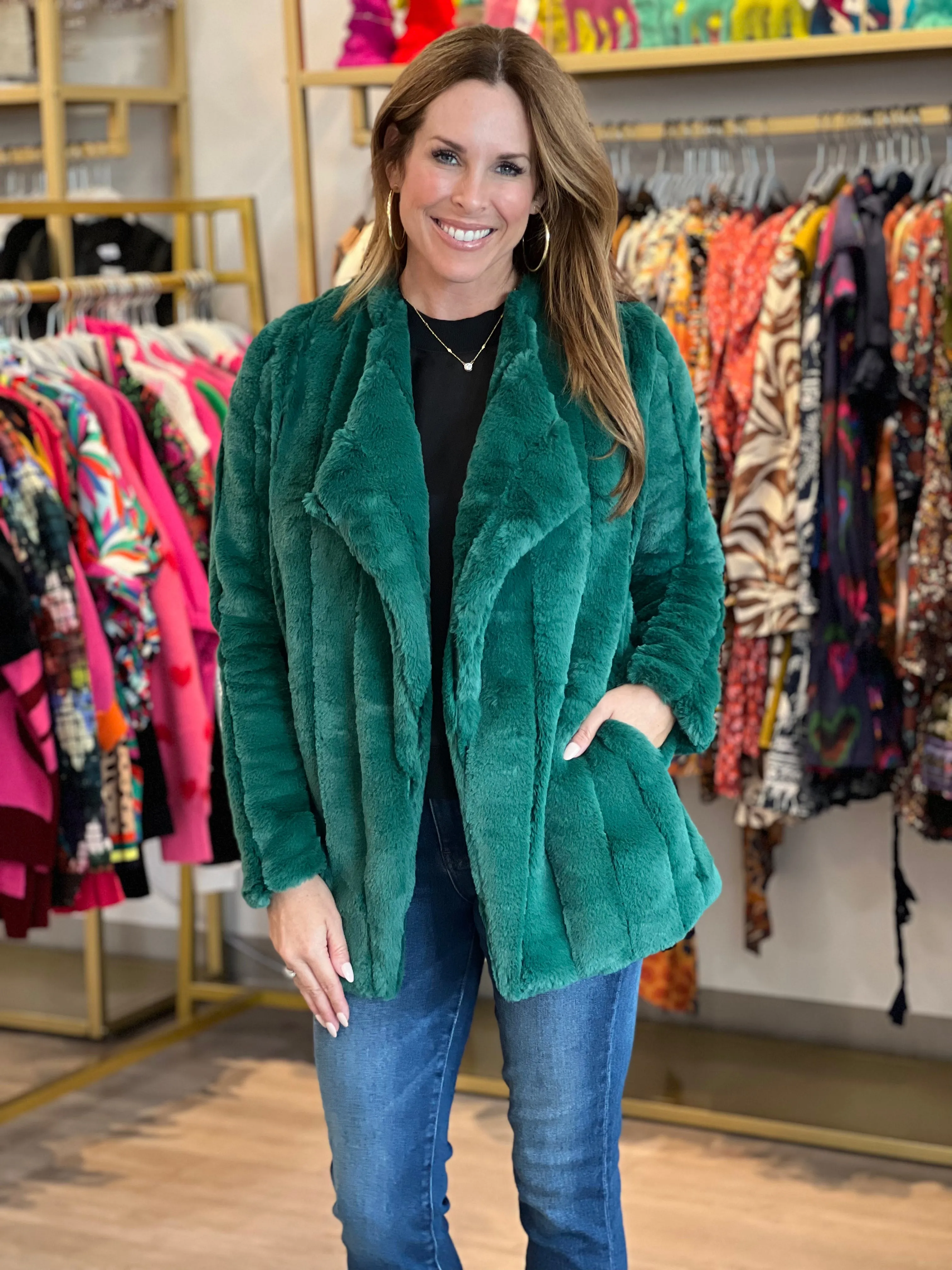 Green Faux Fur Coat