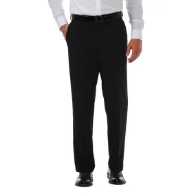 Haggar Mens Classic Fit fit Dress Pants 46 / 32 Black Solid Stretch