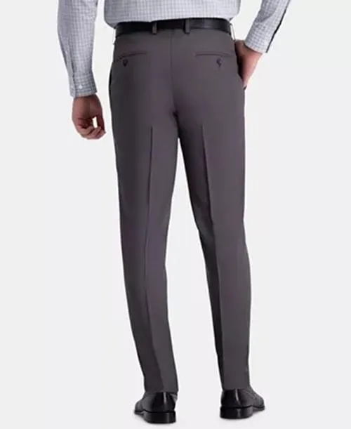 Haggar Mens Slim fit Dress Pants 30 / 32 Grey Solid Stretch