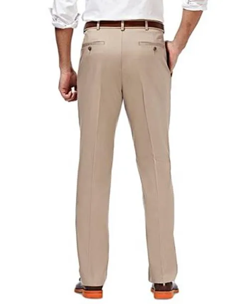 Haggar Premium Mens Non Iron Classic Fit Pleated Khaki Dress Pants Beige 40 x 32