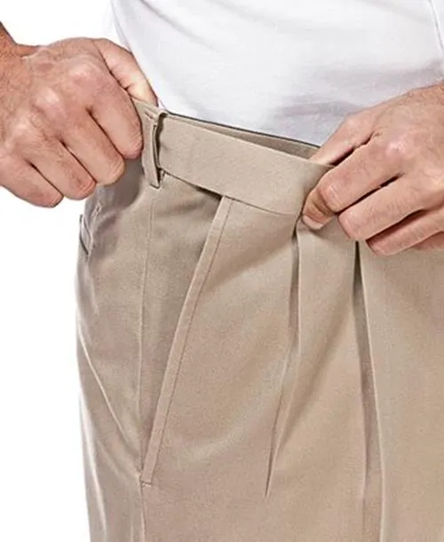 Haggar Premium Mens Non Iron Classic Fit Pleated Khaki Dress Pants Beige 40 x 32