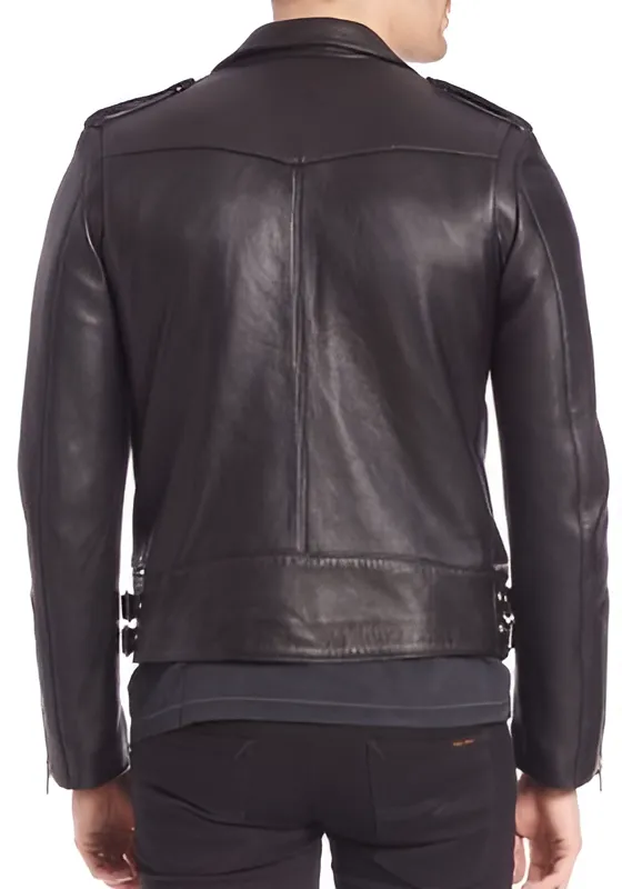 Husl Genuine Real Leather Jacket Men Black Biker Motorcycle