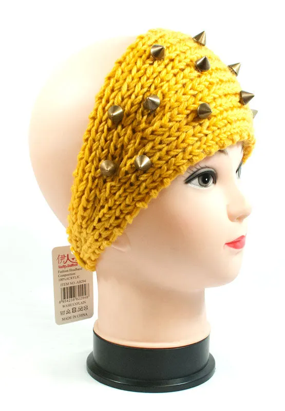 Ladies Knitted Headbands with Spike Studs Wholesale
