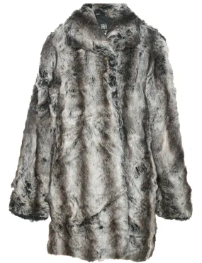 Leopard Pattern Faux Fur Coat - L