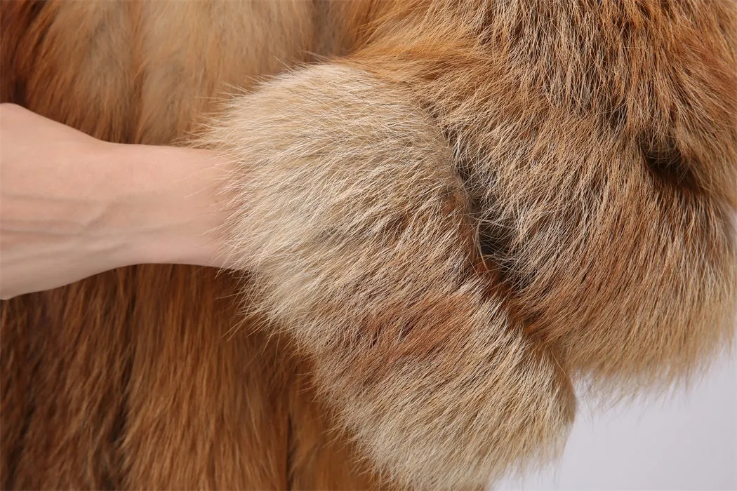 LVCOMEFF real  red fox fur coat outwear natural fur winter warm furry fluffy free shipping