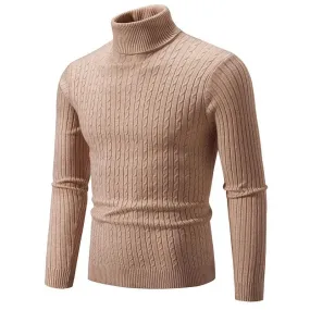Men's High Neck Turtleneck Sweater – Stylish & Warm Winter Pullover