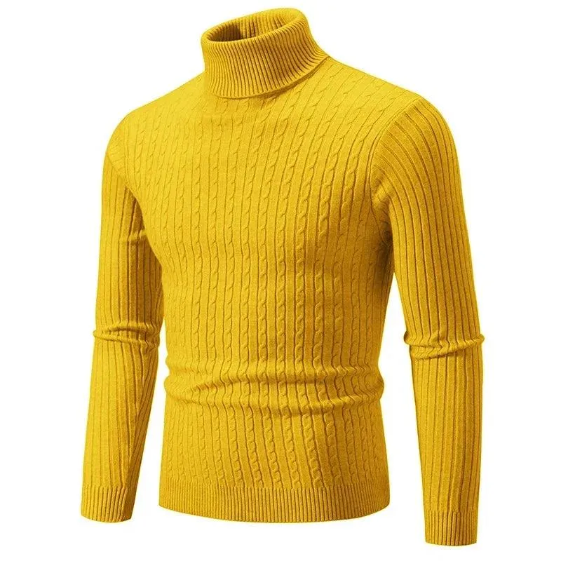 Men's High Neck Turtleneck Sweater – Stylish & Warm Winter Pullover
