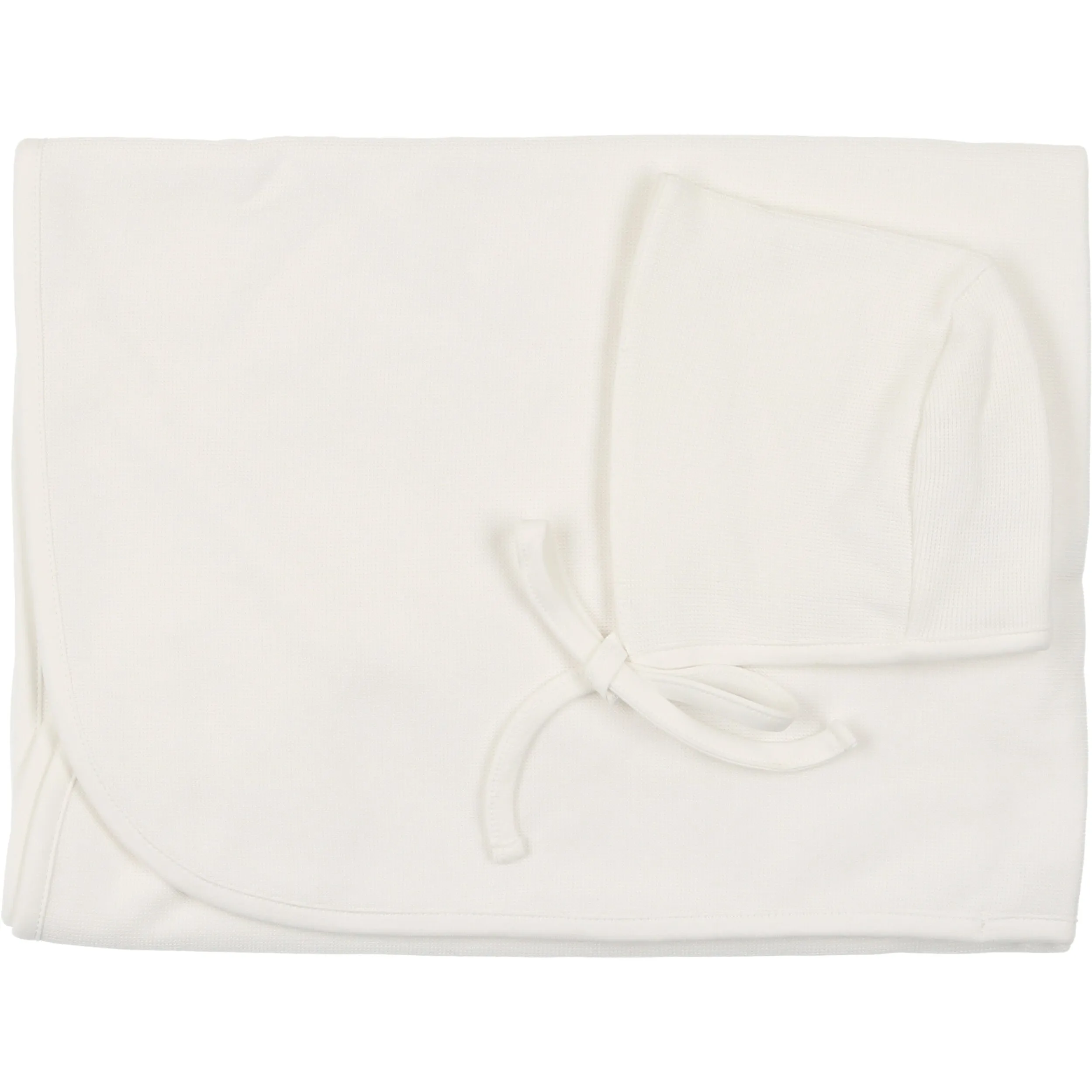 Mio Cotton White Knit Blanket and Bonnet