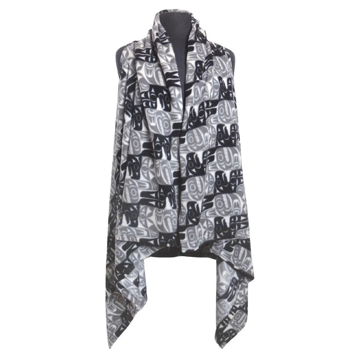 Multi-Use Fleece Cape - Thunderbird and Whale by Maynard Johnny Jr.