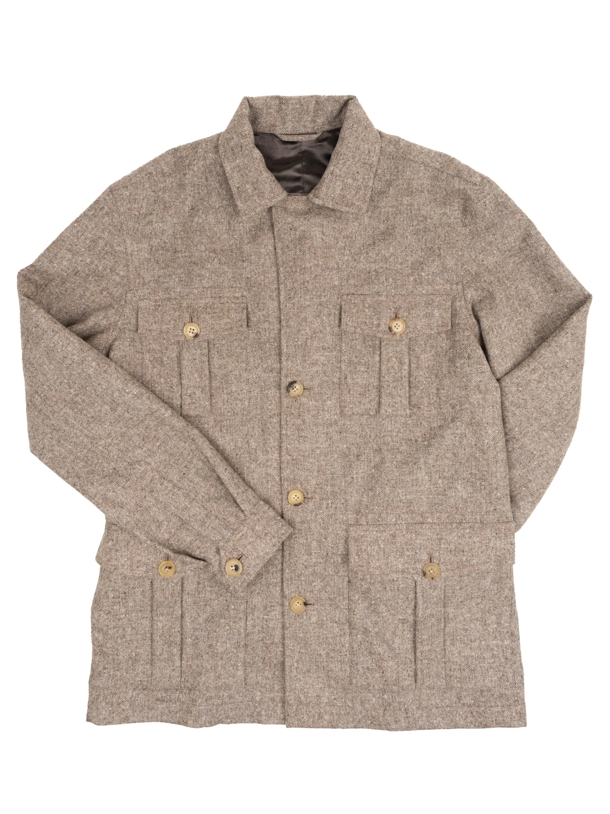Natural Oat Donegal Tweed Safari Jacket