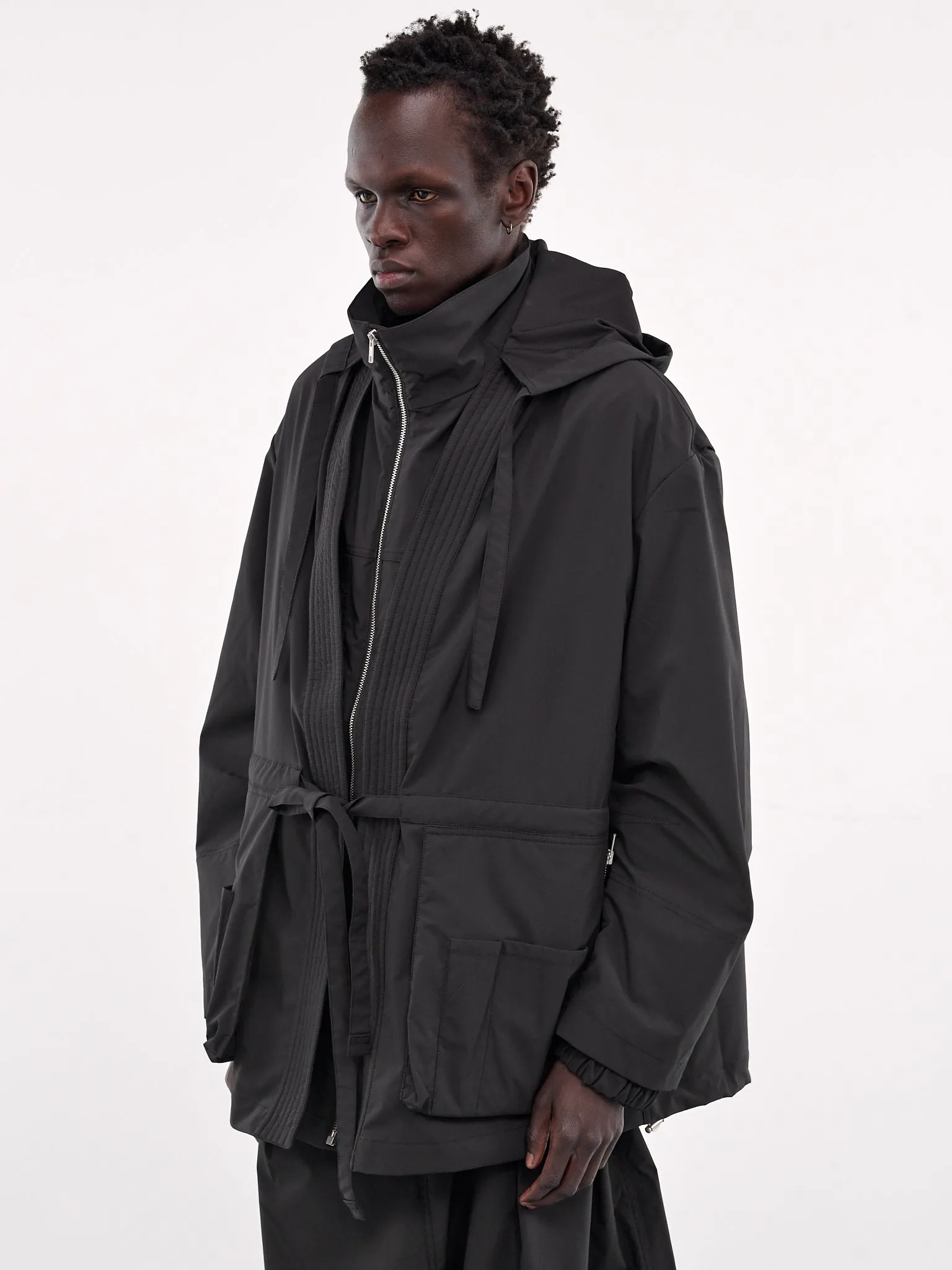Nylon Multi-Pocket Kimono Jacket (25E96MXR10-999-BLACK)
