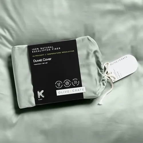 Olive   Crate Eucalyptus Cooling Duvet Covers Queen Size Sage Green