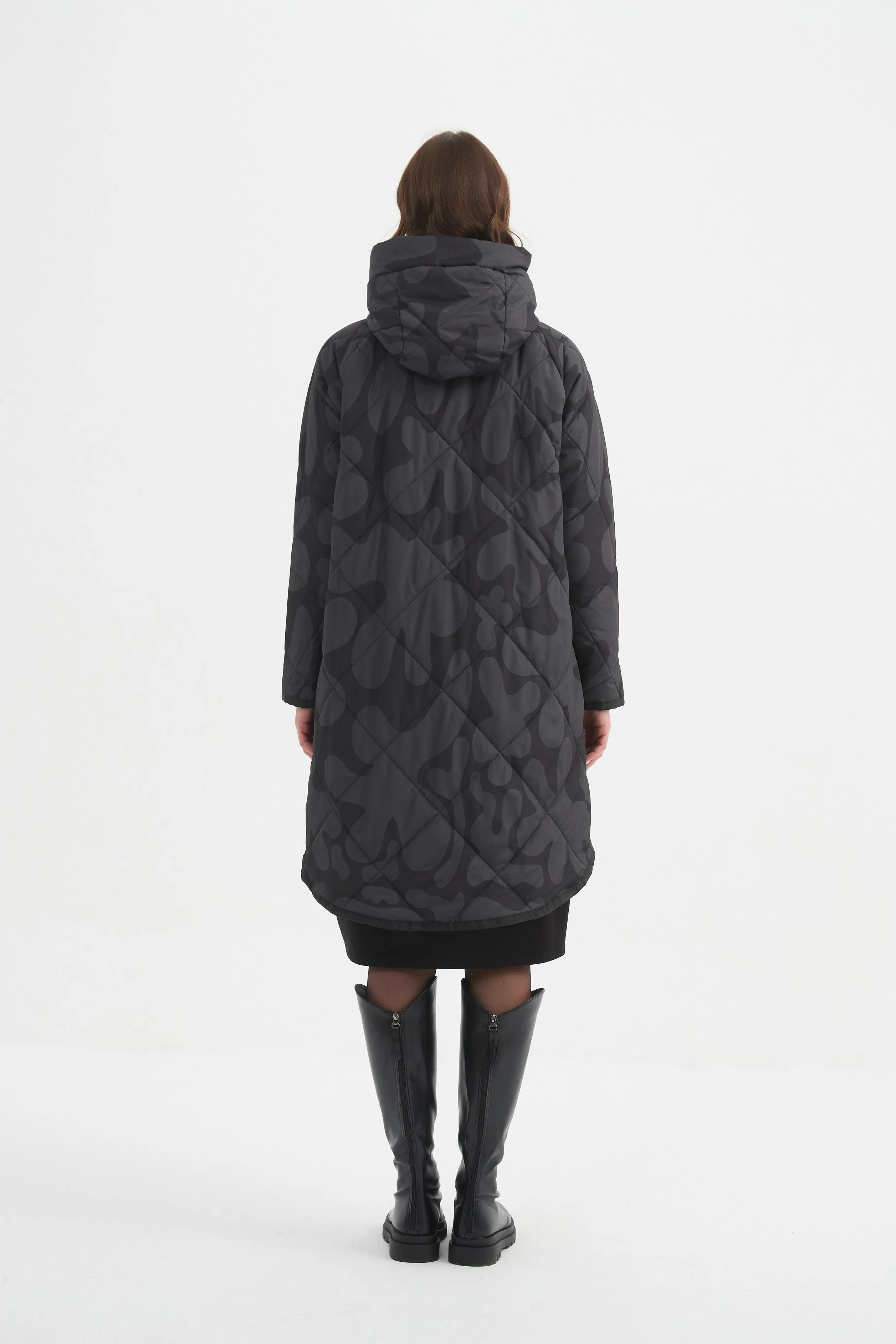PRINT ZIP HEM WINTER COAT