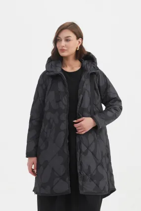 PRINT ZIP HEM WINTER COAT