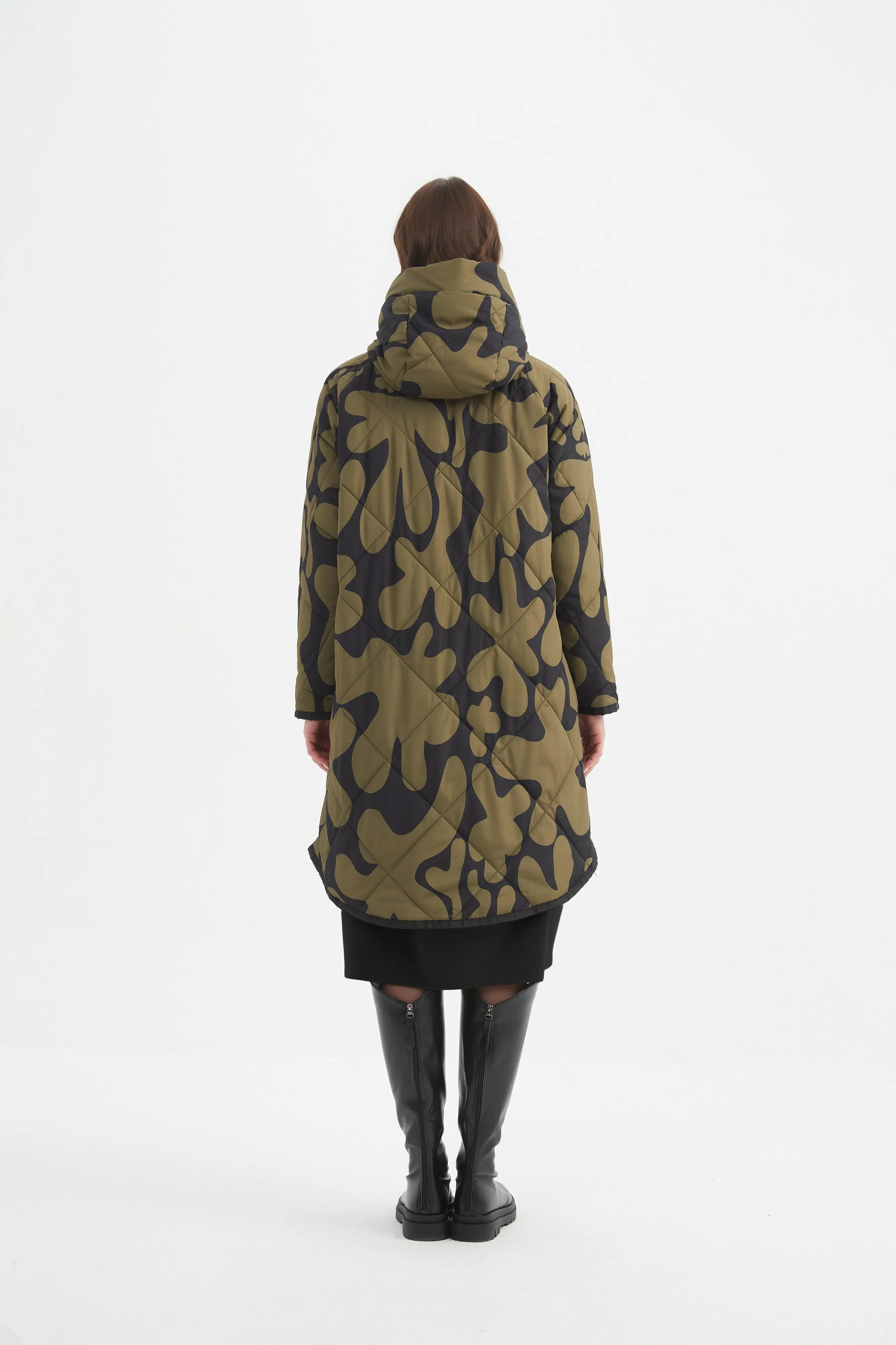 PRINT ZIP HEM WINTER COAT