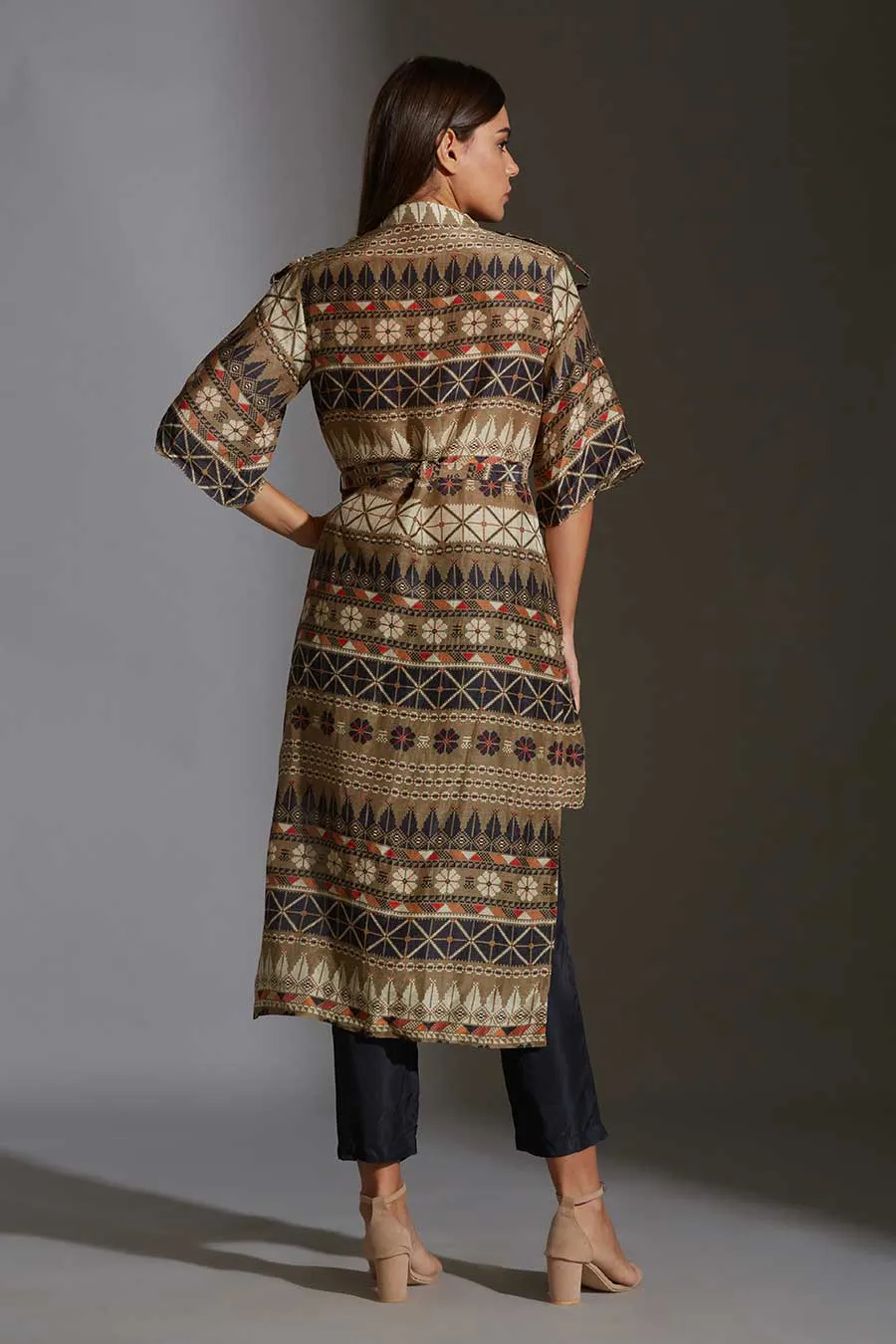 Printed Trench Tunic & Pant Set