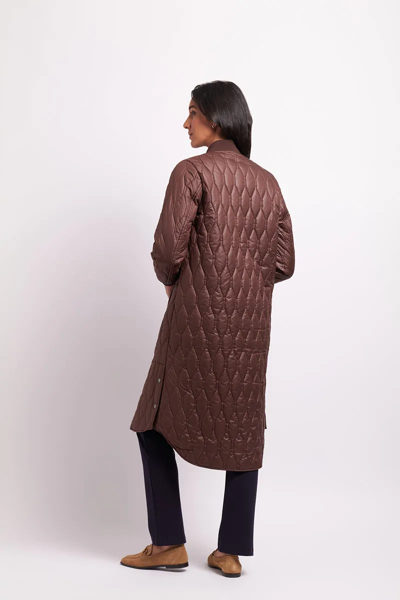 Quilted Snap Coat in Bronze