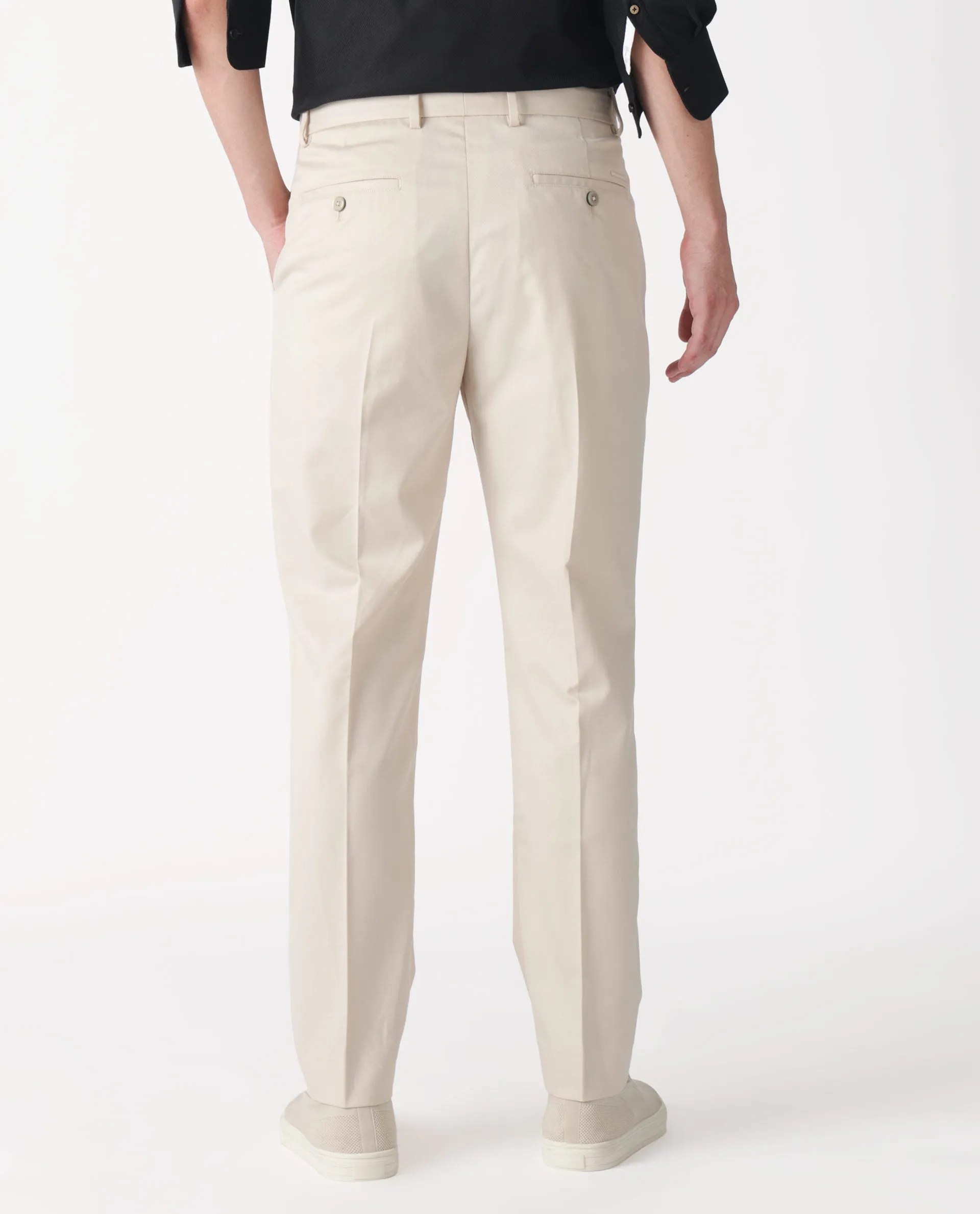 Rare Rabbit Men's Chamer Beige Solid Mid-Rise Regular Fit Cavalry Style Trouser