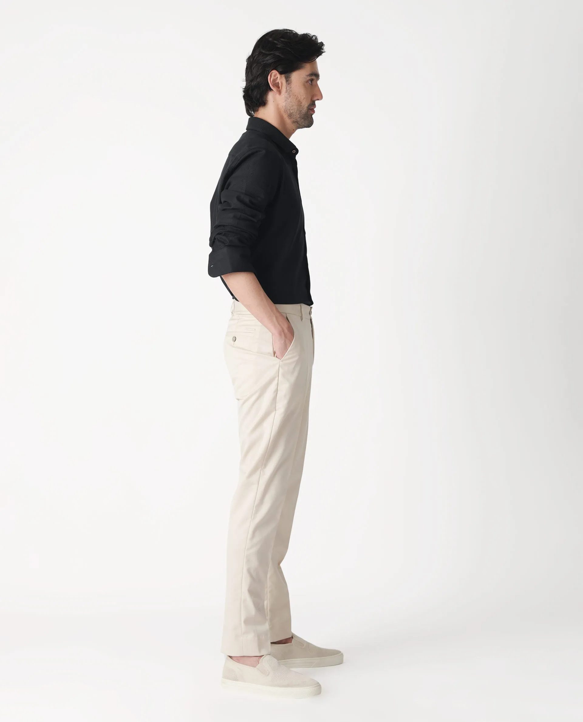 Rare Rabbit Men's Chamer Beige Solid Mid-Rise Regular Fit Cavalry Style Trouser