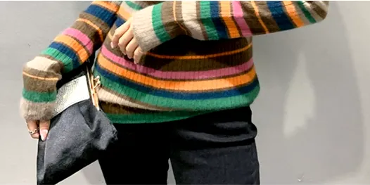 RETRO STRIPE POOR BOY TURTLENECK SWEATER
