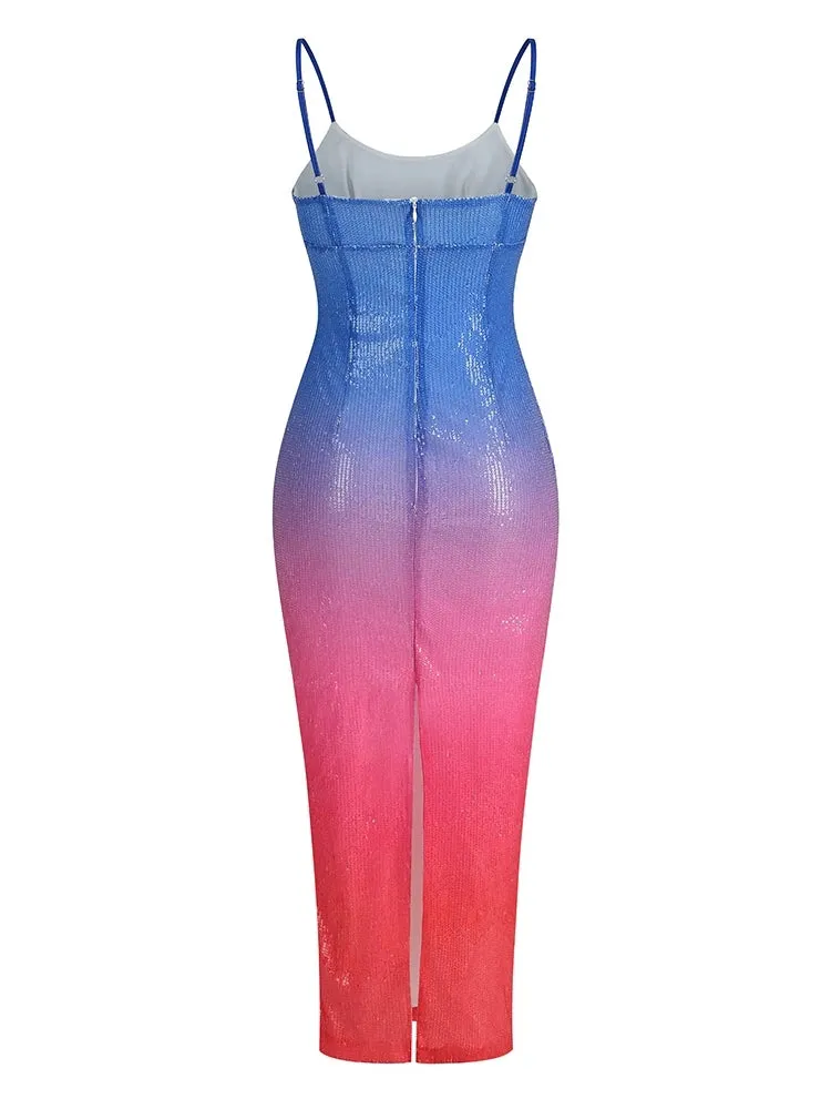 Sequin Ombre Midi Dress