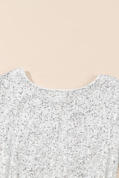 Sequin Tie Front T-Shirt Dress
