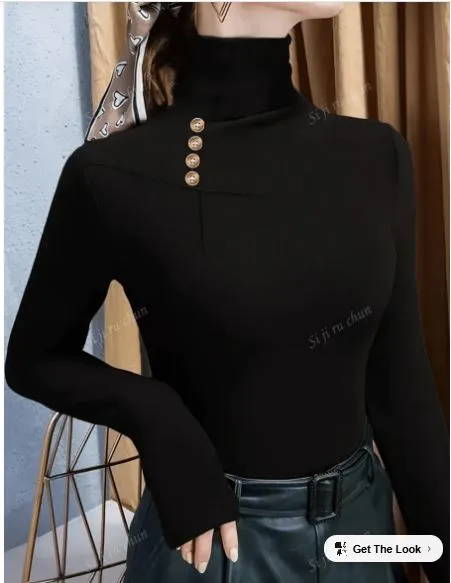Shein Winter New Women's Double-Sided Fleece Turtleneck Undershirt, L  