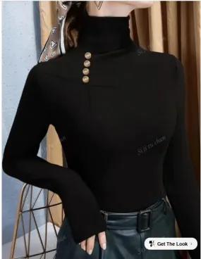 Shein Winter New Women's Double-Sided Fleece Turtleneck Undershirt, L  