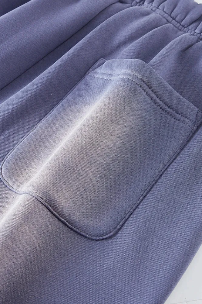 Solid Color Knit Distressed Sweat Joggers