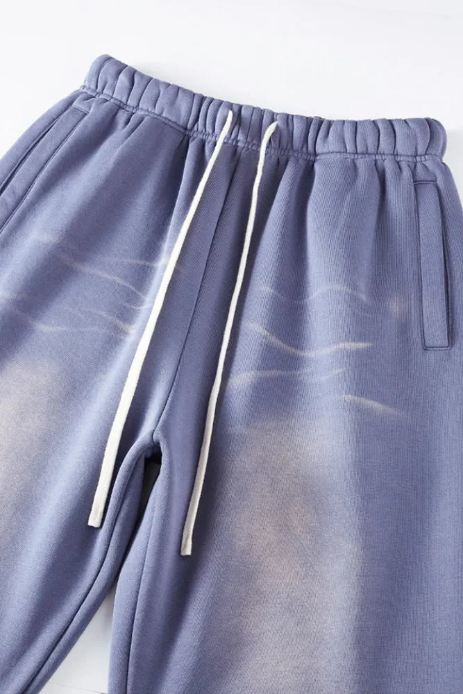 Solid Color Knit Distressed Sweat Joggers