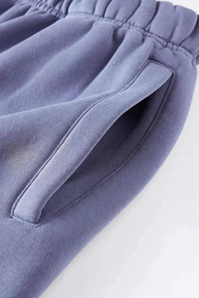 Solid Color Knit Distressed Sweat Joggers