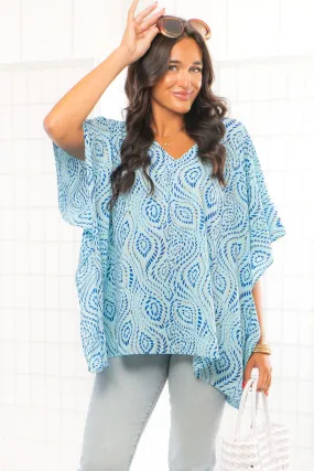 Sweet Santi Gold Dot Blue Tunic Top