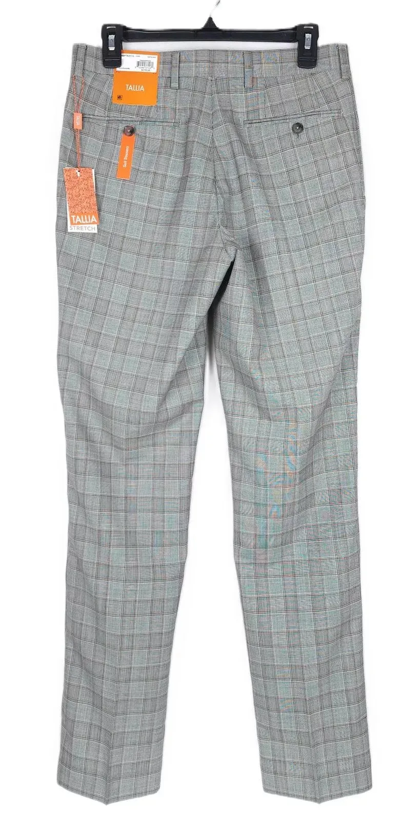 Tallia Men's Slim Fit Plaid Wool Dress Suit Pants Brown Grey 32 x 30