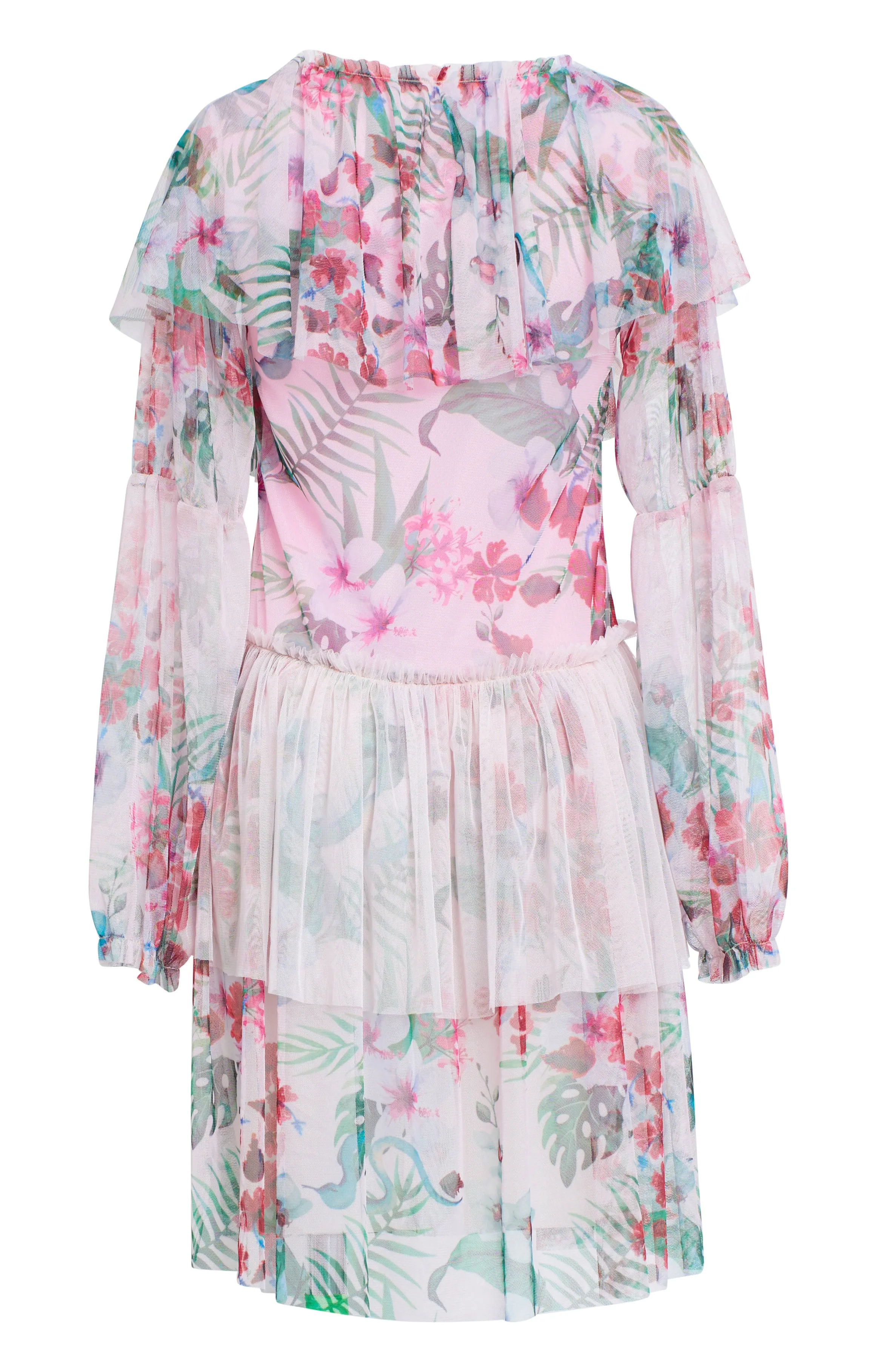 Tiered hibiscus midi dress