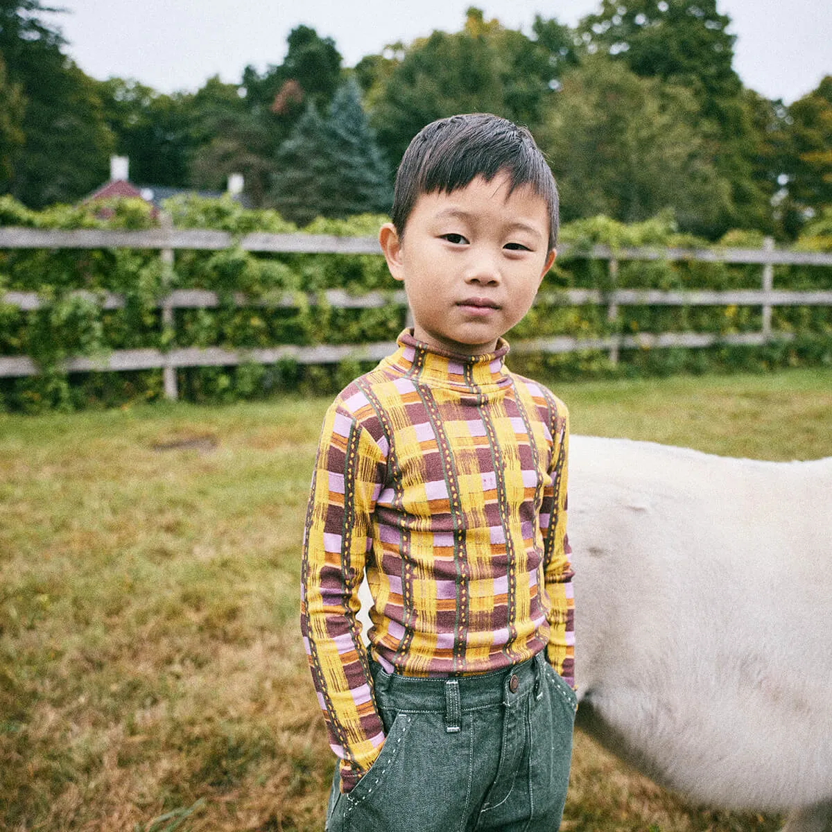 Turtleneck in Plum Watercolour Plaid by Misha & Puff