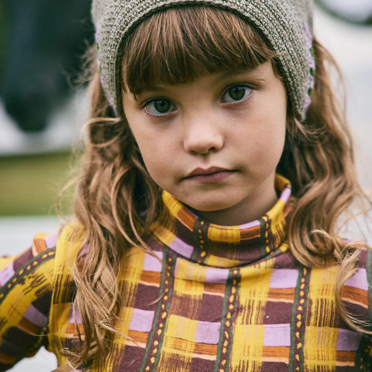 Turtleneck in Plum Watercolour Plaid by Misha & Puff