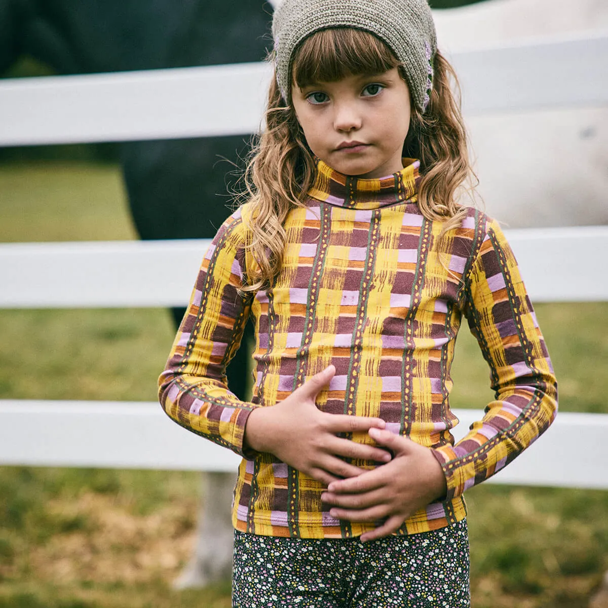 Turtleneck in Plum Watercolour Plaid by Misha & Puff