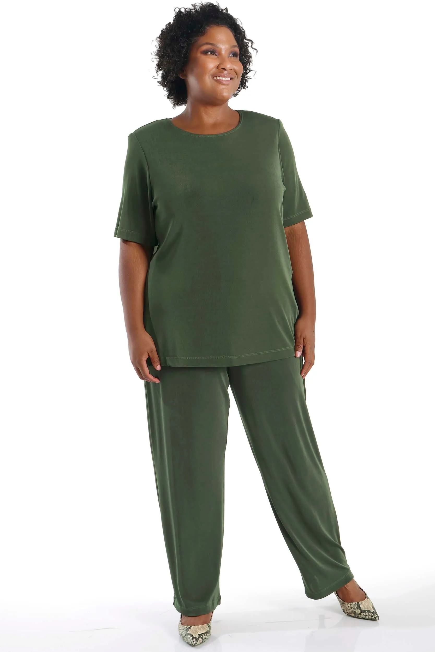 Vikki Vi Classic Olive Short Sleeve Tunic
