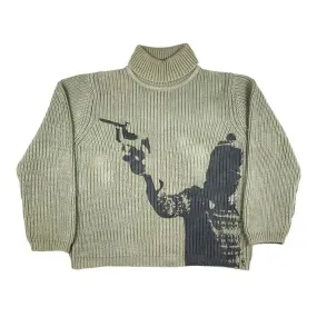 Vintage Army Green Turtleneck Sweater "Revolver"