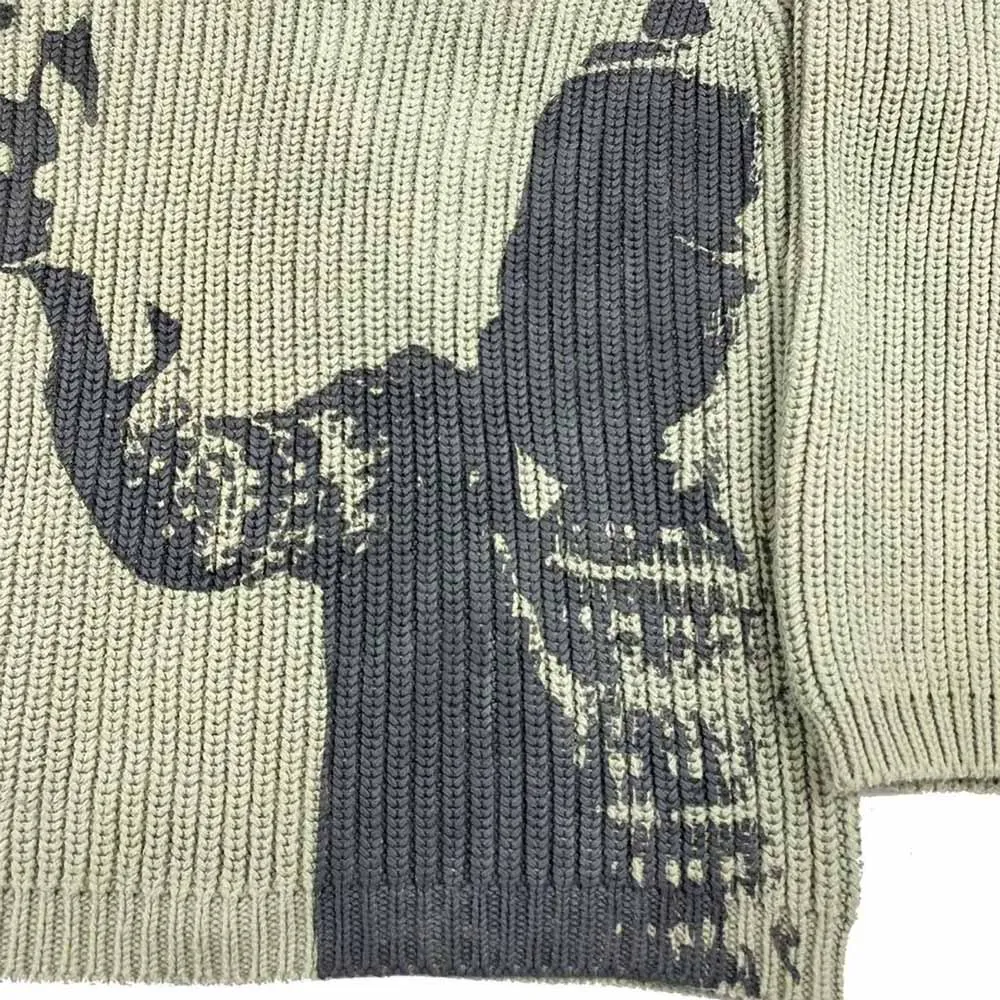 Vintage Army Green Turtleneck Sweater "Revolver"
