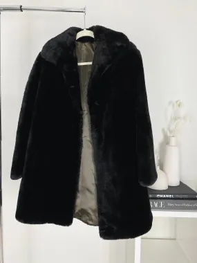 VINTAGE BLACK FAUX FUR COAT