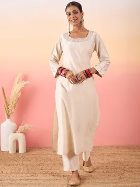Women Floral Yoke Design Regular Kurta with Trousers