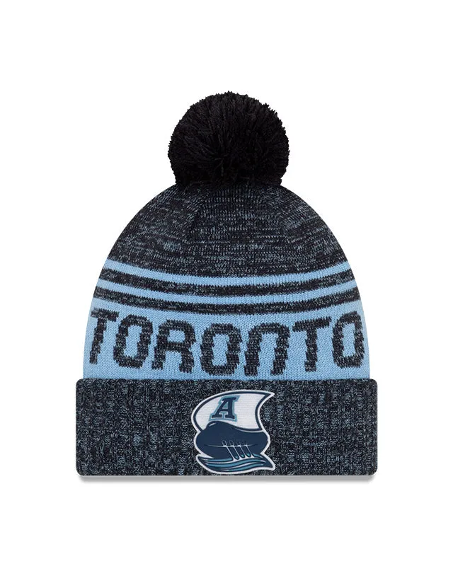 Youth Toronto Argonauts New Era Sideline Cuffed Knit Hat with Pom - Navy