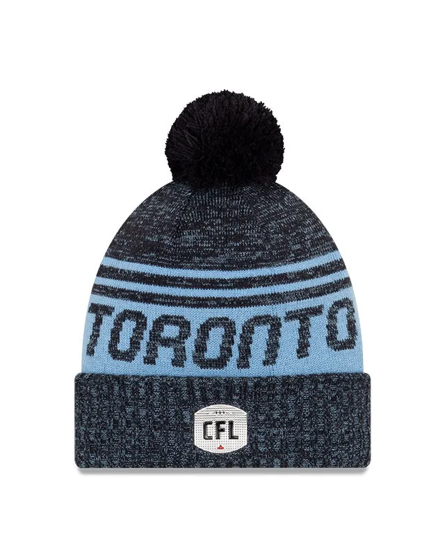 Youth Toronto Argonauts New Era Sideline Cuffed Knit Hat with Pom - Navy