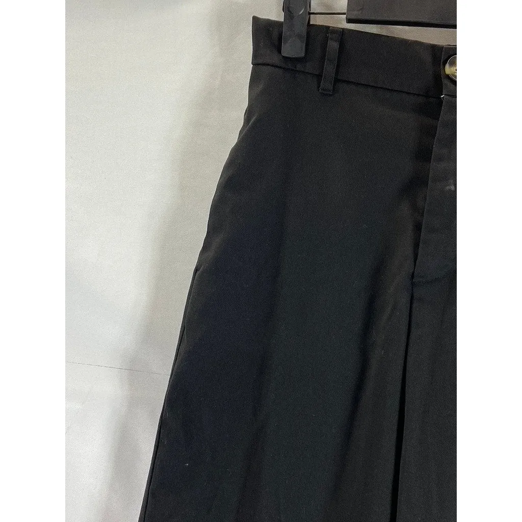 ZARA Women's Black Solid Straight Wide-Leg Cuffed Dress Pants SZ S
